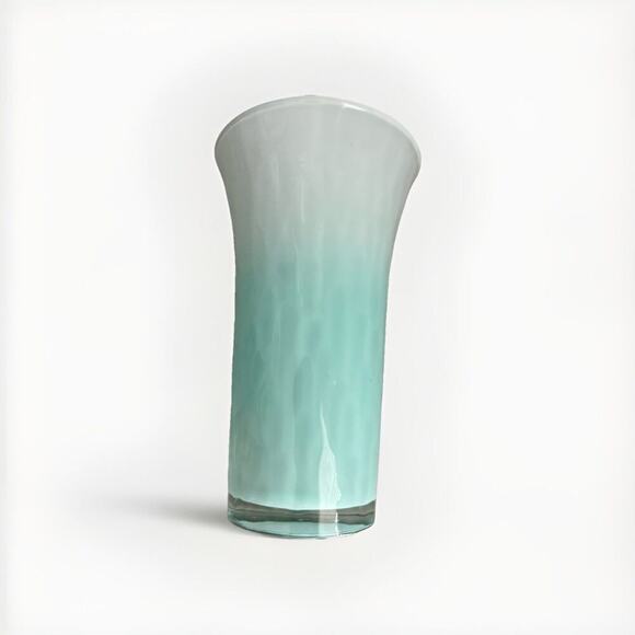 Vintage Libbey Ombre Teal Blue White Glass Vase 8" H Easter Spring Decor Pastel - Picture 8 of 10